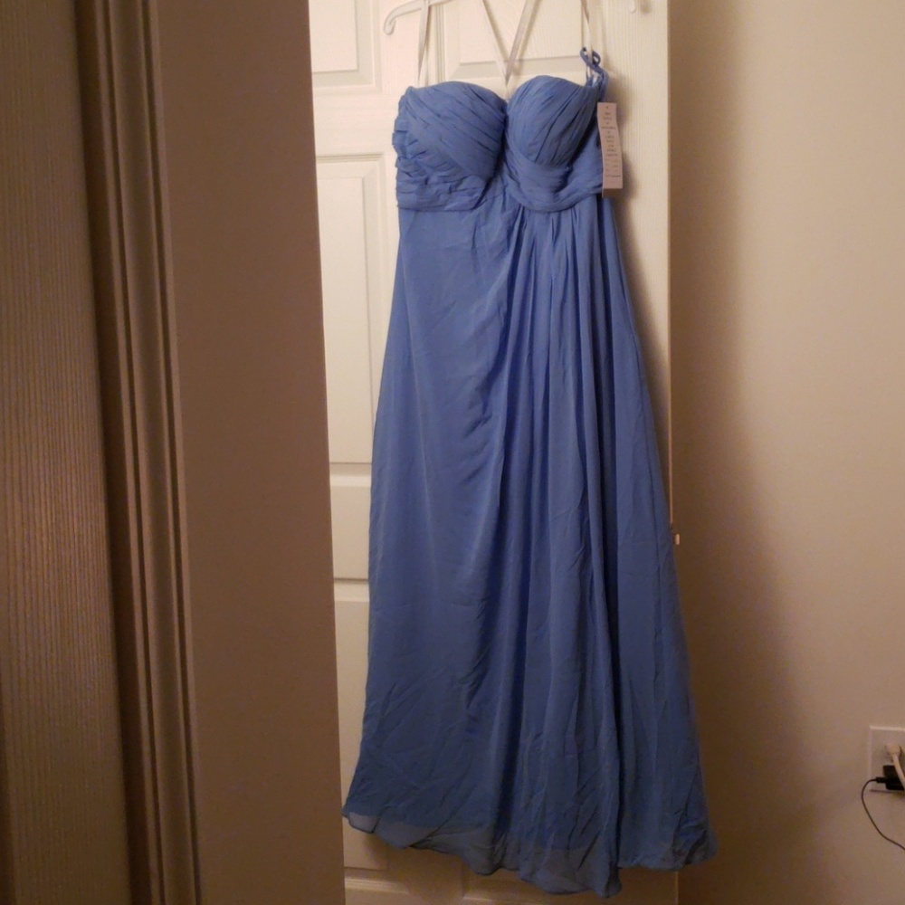 Bill Levkoff Cornflower Long Bridesmaid Dress